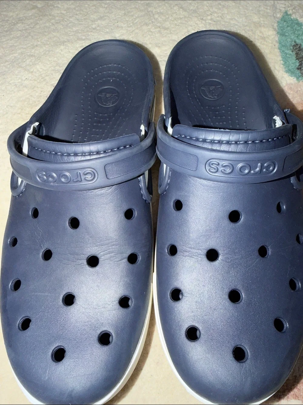 CROCS Men's Navy and White Slip-On Clog Sandals
